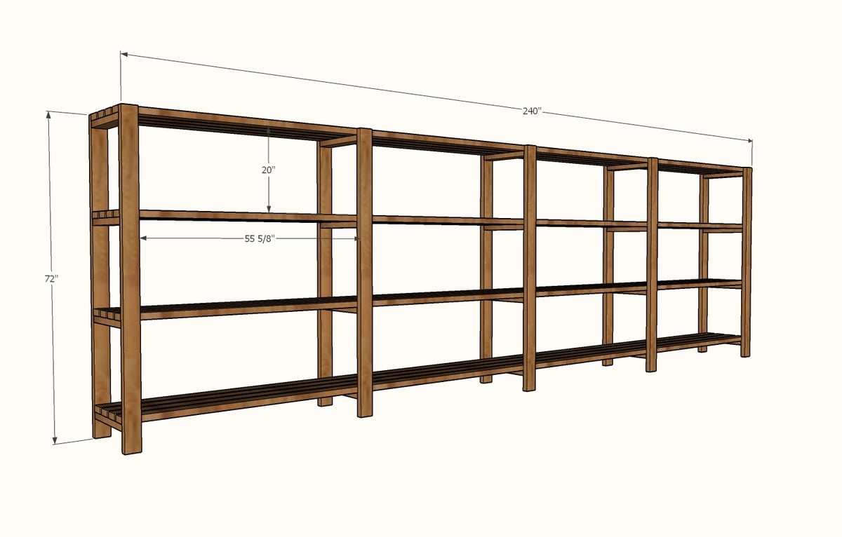 garage shelving dimensions diagram