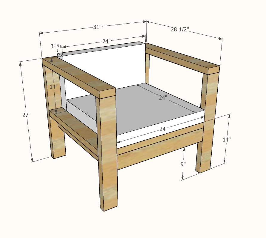 2x4 outdoor chair dimensions