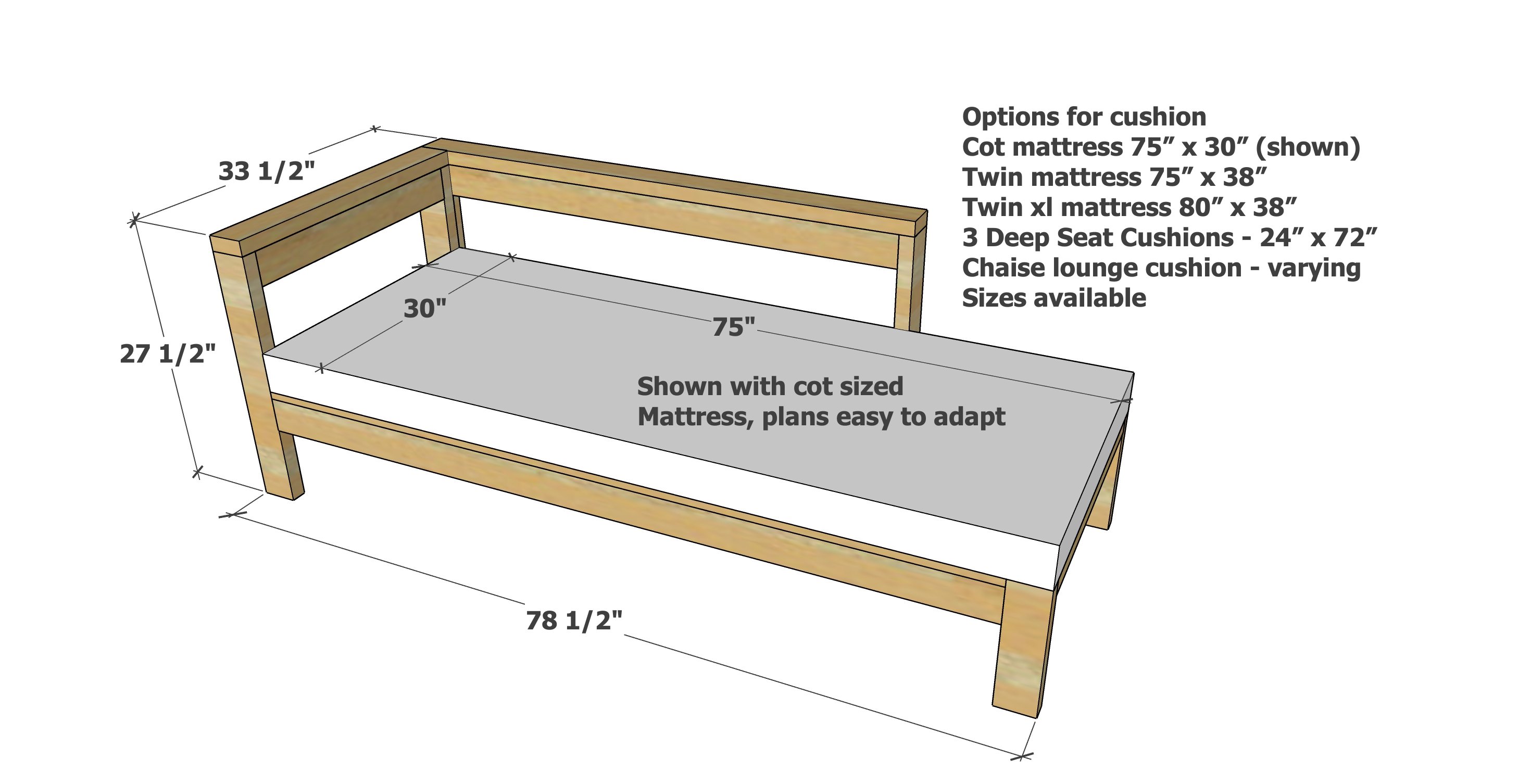 dimensions for chaise lounge