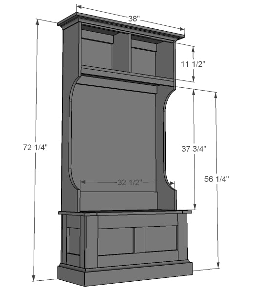 narrow hall tree hutch diagrams