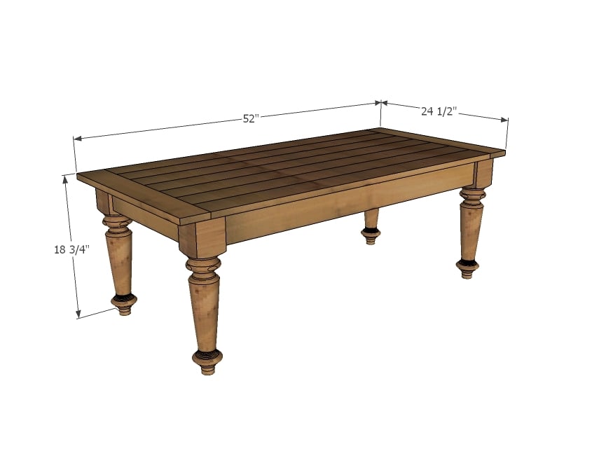 turned leg coffee table plans