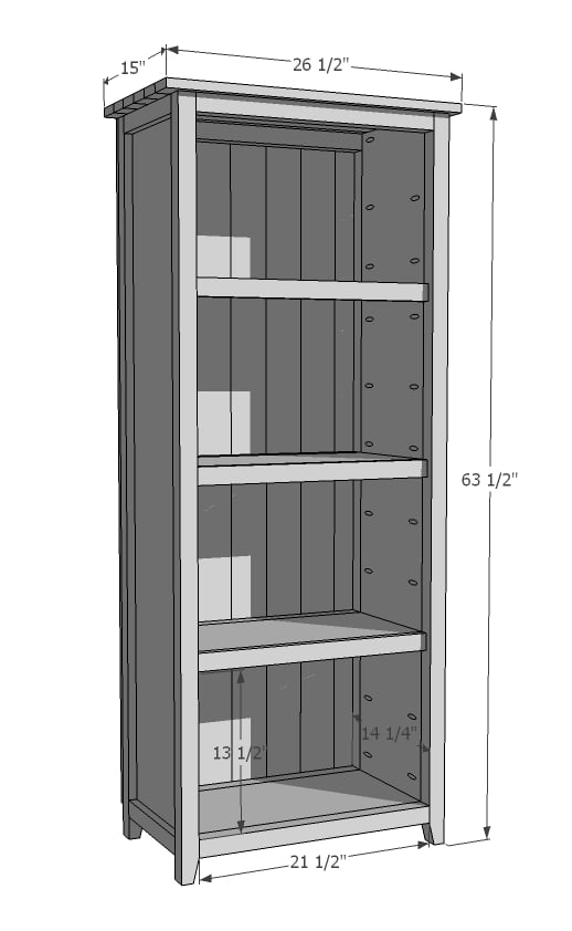 dimensions for pine wood bookshelf