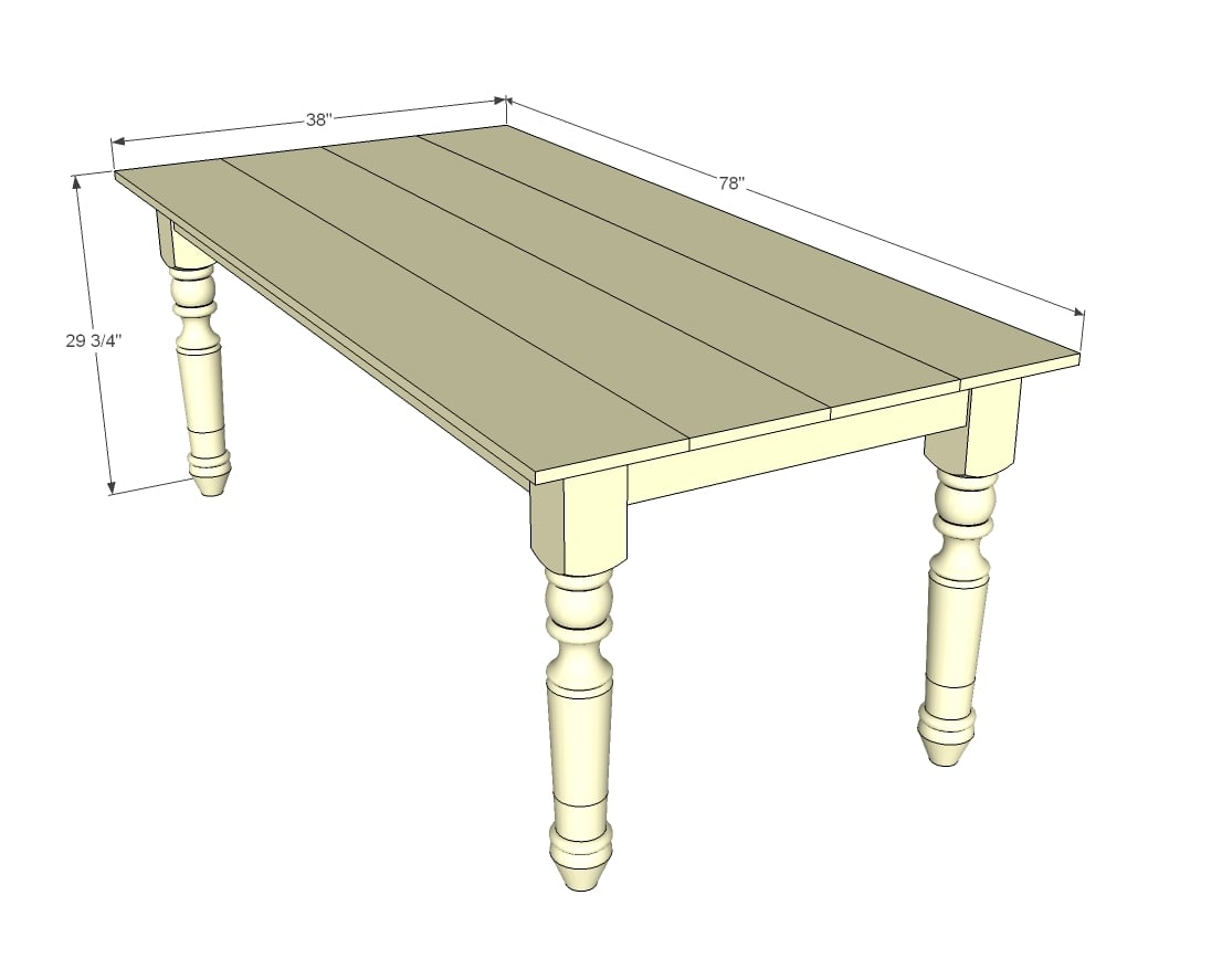 farmhouse kitchen table measurements