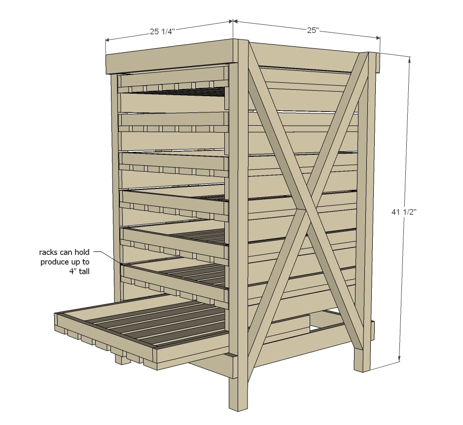 vegetable rack dimensions diagram