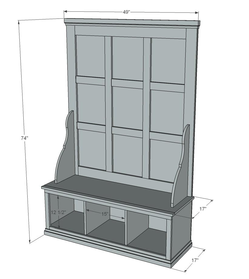 Farmhouse hall tree dimensions