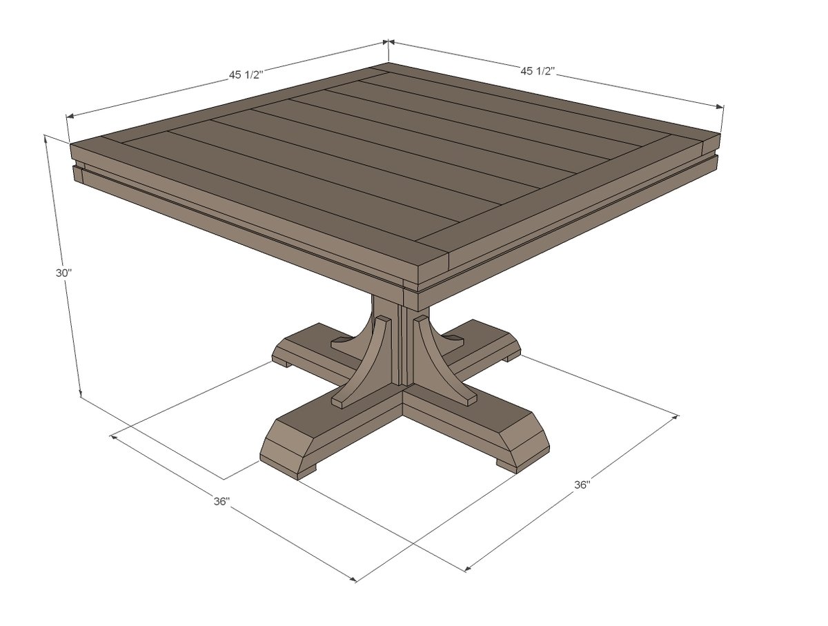 dimensions for pedestal base table