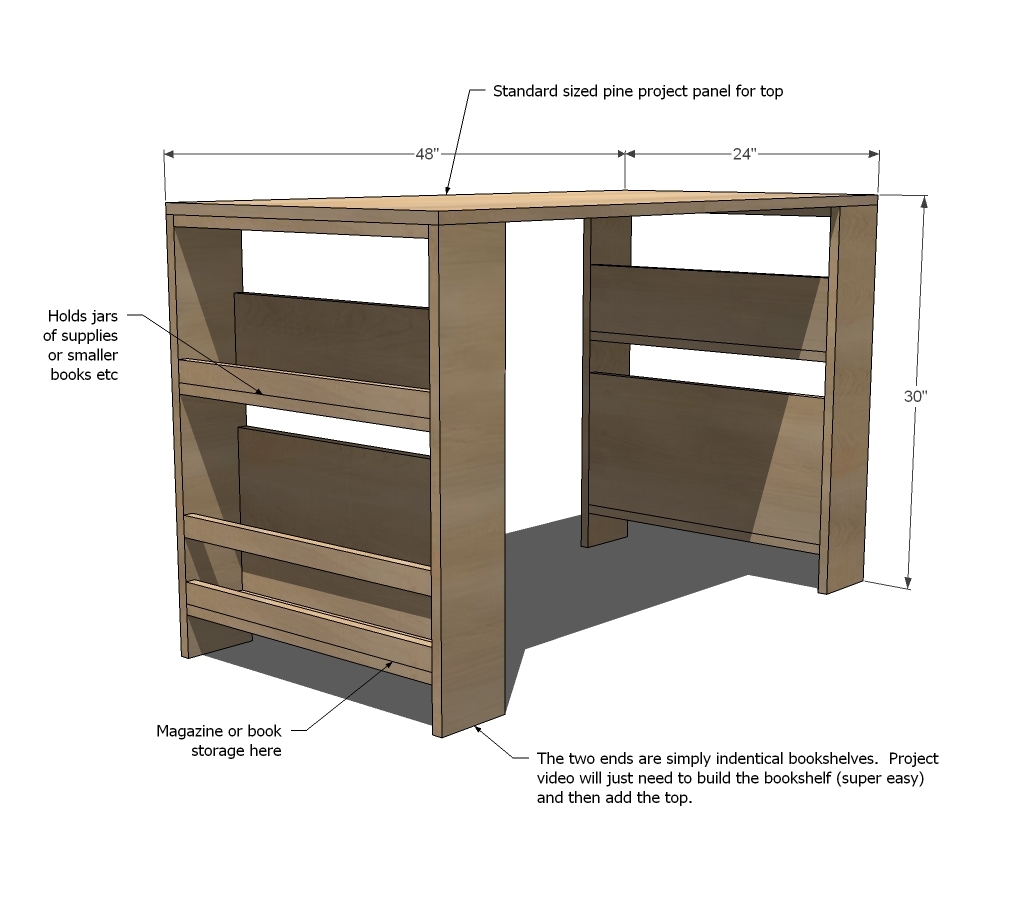 dimensions of desk diagram