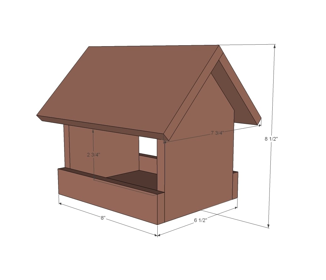 dimensions of cedar bird feeder