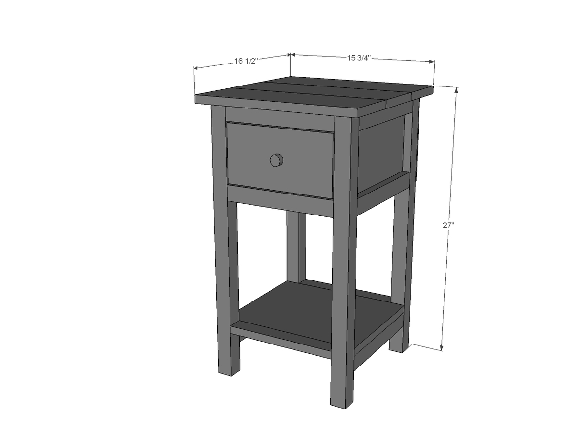 mini farmhouse bedside table plan dimensions