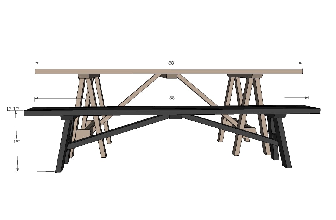 sawhorse outdoor bench plans