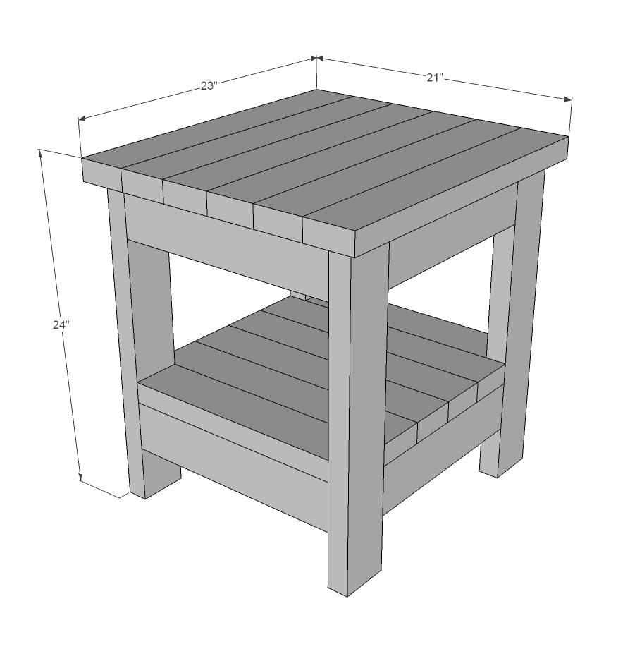 Tryde End Table with Shelf Updated Pocket Hole Plans 