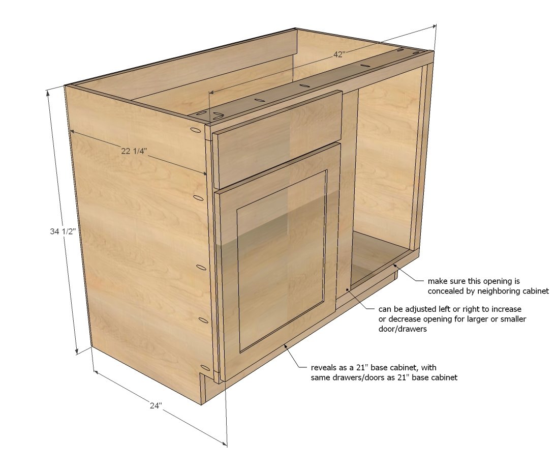 42 Base Blind Corner Cabinet Momplex Vanilla Kitchen Ana White