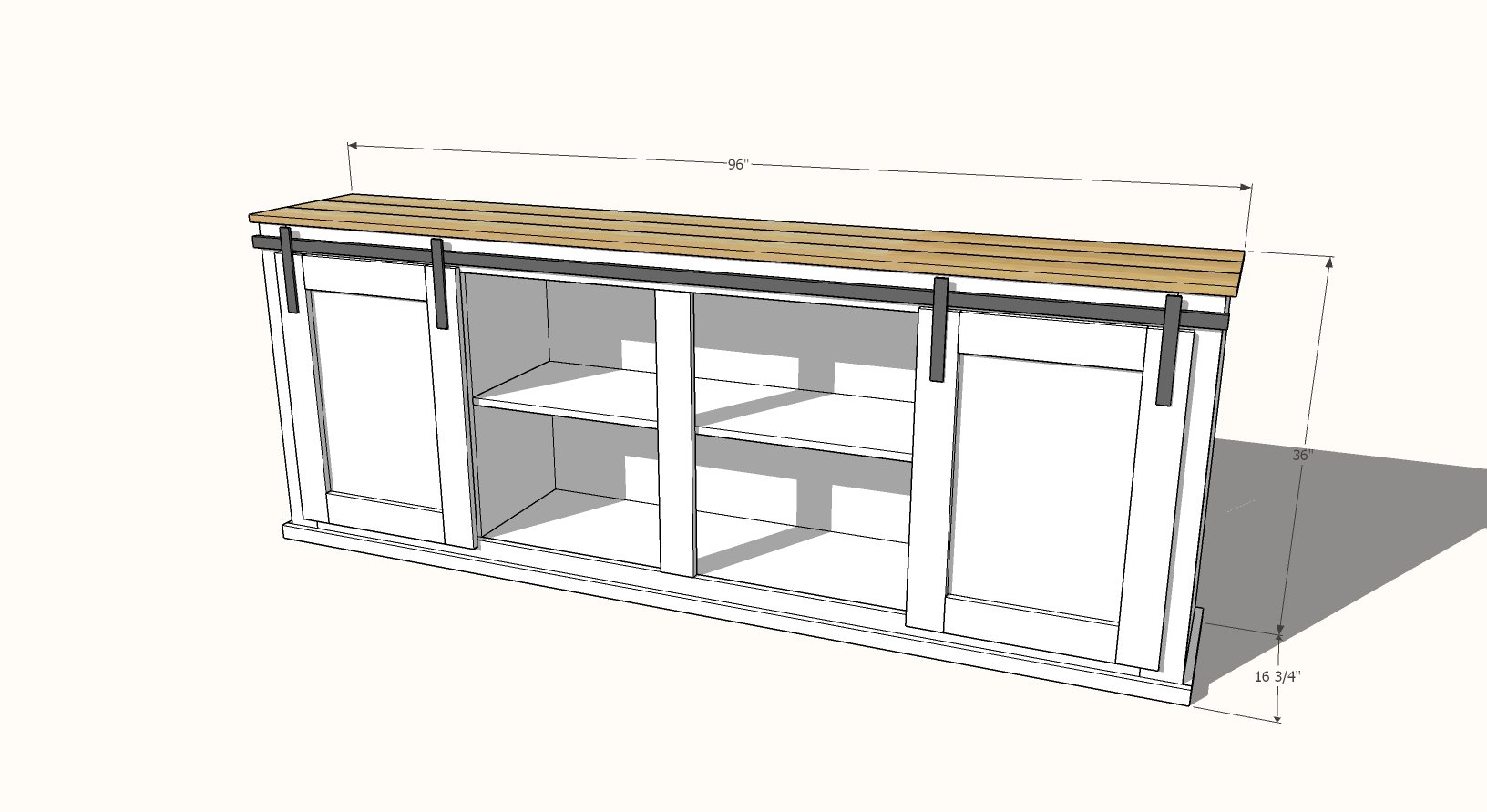 barn door console dimensions