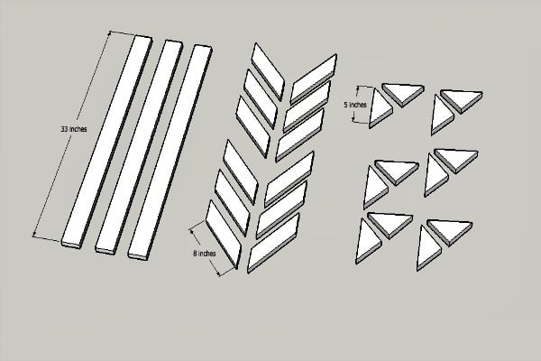 Wood Snowflake Cutlist and Dimensions 