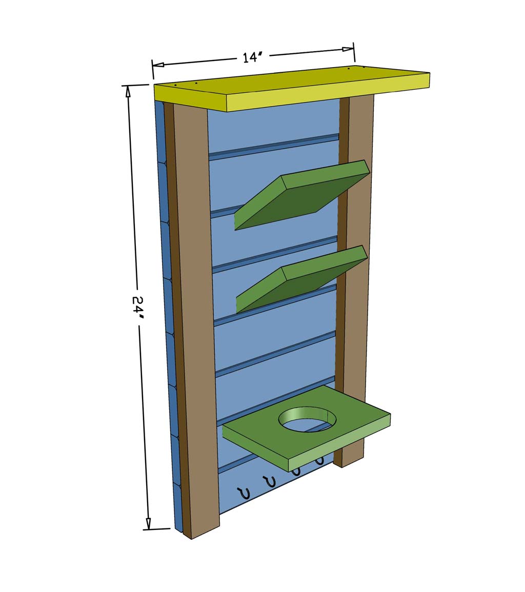 mail and key organizer dimensions