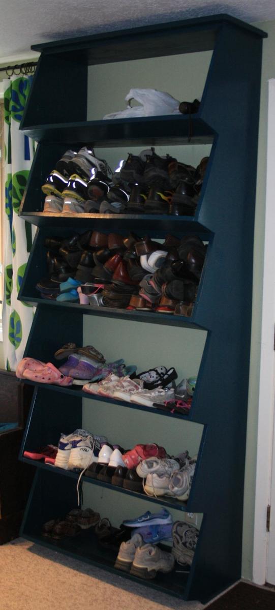 Floor To Ceiling Shoe Shelf With Angled