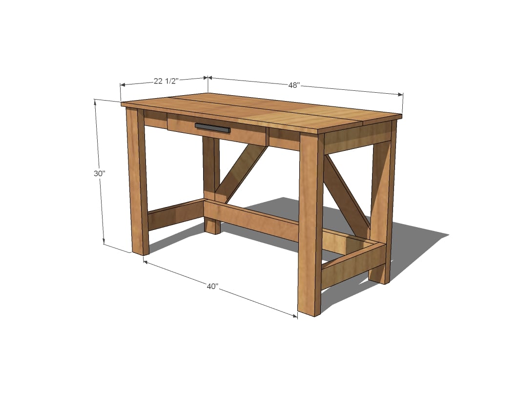 dimensions for desk shown in diagram