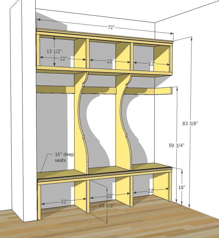 cottage mudroom dimensions 