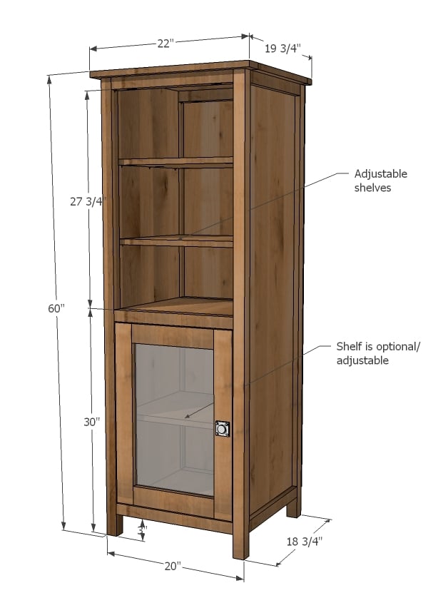 dimensions for media tower