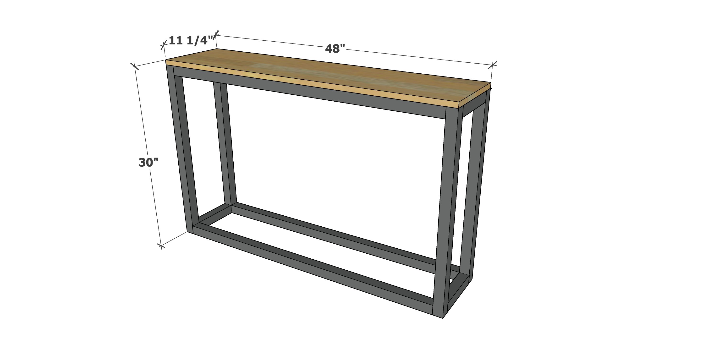 box frame console table dimensions