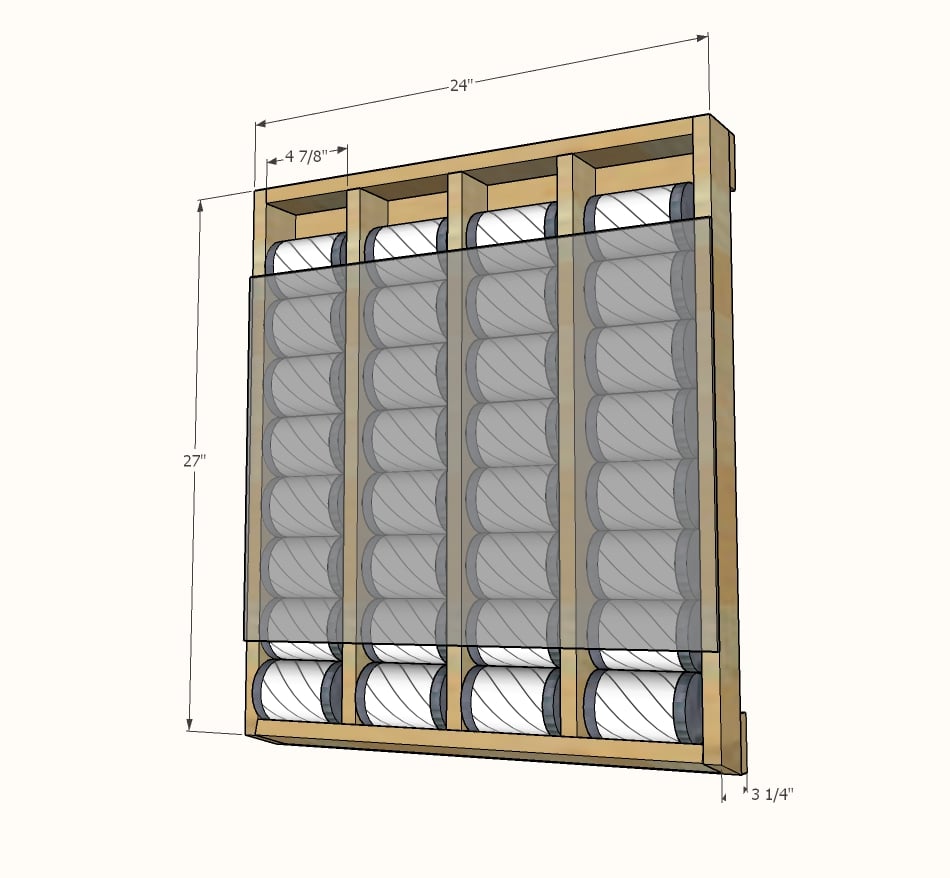 Gray Wood Tabletop or Wall Mounted Can Organizer