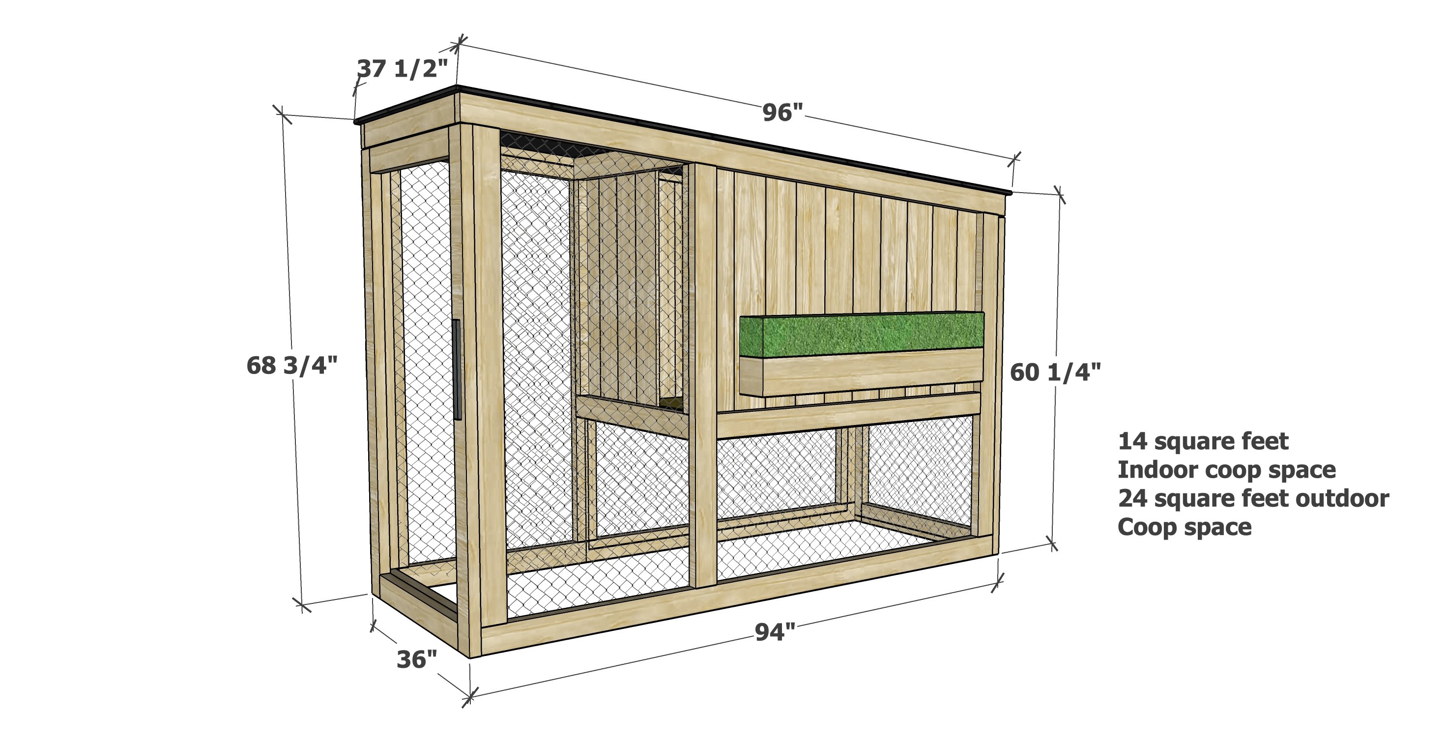 small modern chicken coop dimensions