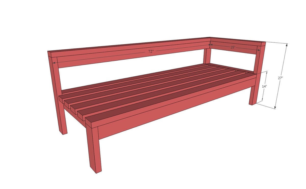 dimensions diagram outdoor sofa with one arm for sectional