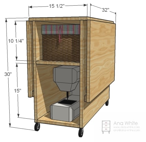 folding sewing table dimensions