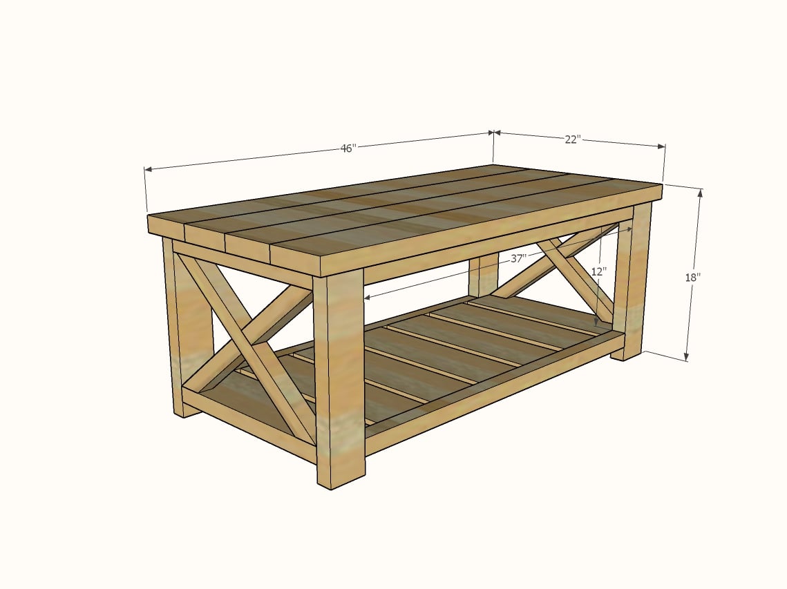 farmhouse coffee table dimensions