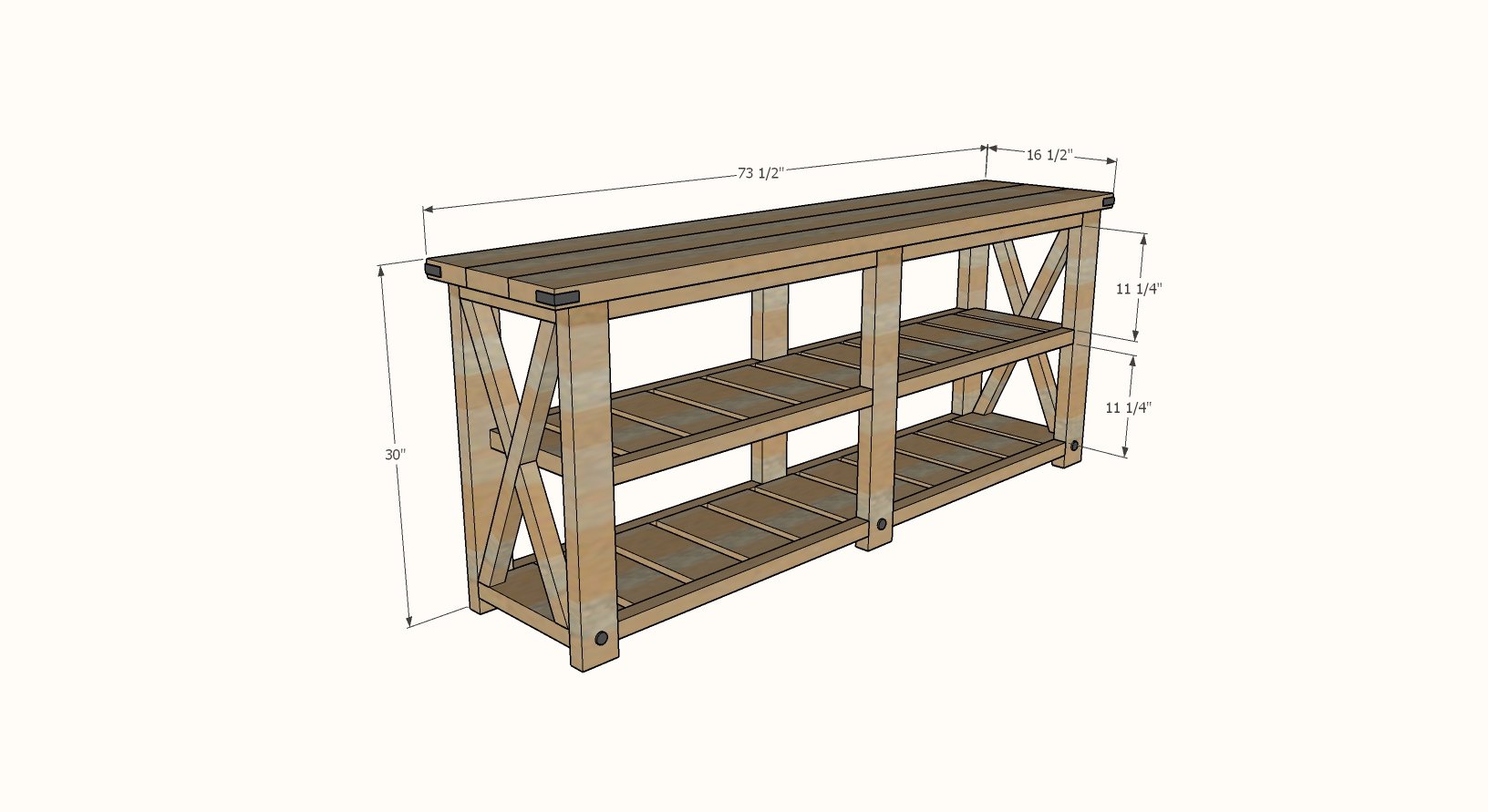 Farmhouse Console Table dimensions