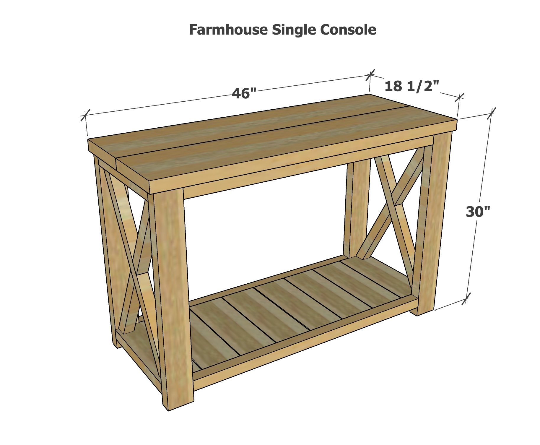 dimensions for farmhouse console table woodworking plan