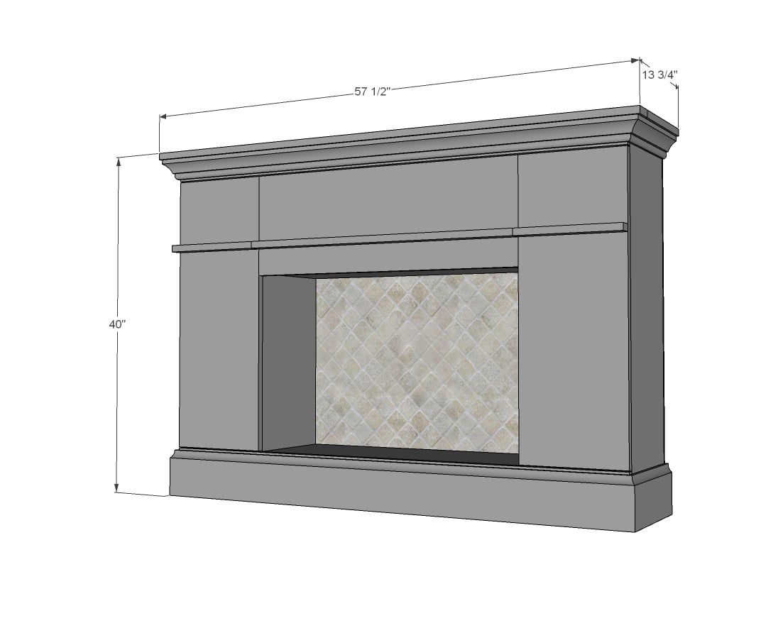 Fireplace tv stand dimensions diagram