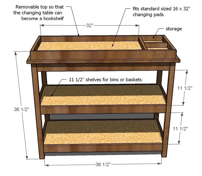 convert changing table to bookcase