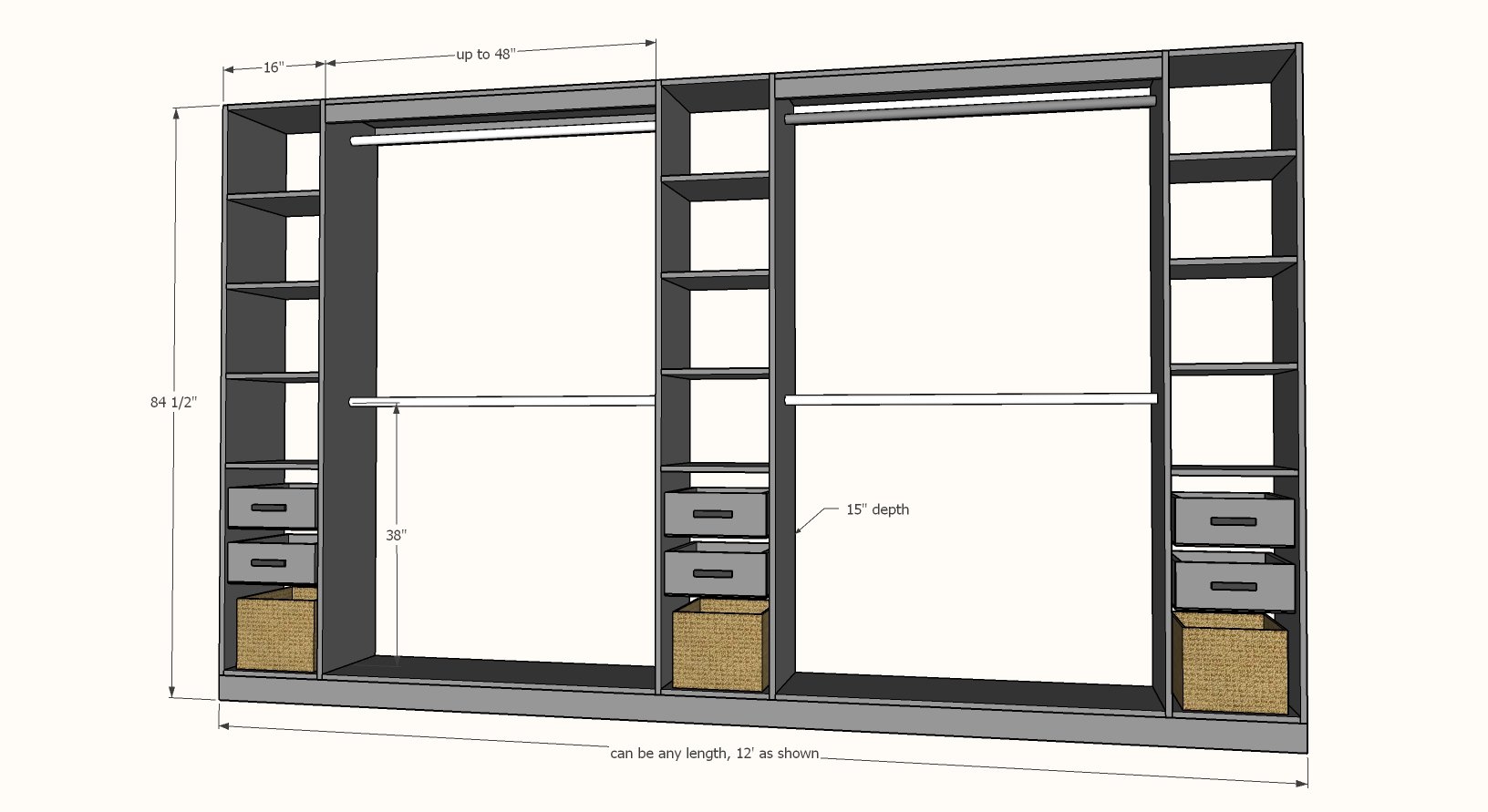 master closet system diy dimensions