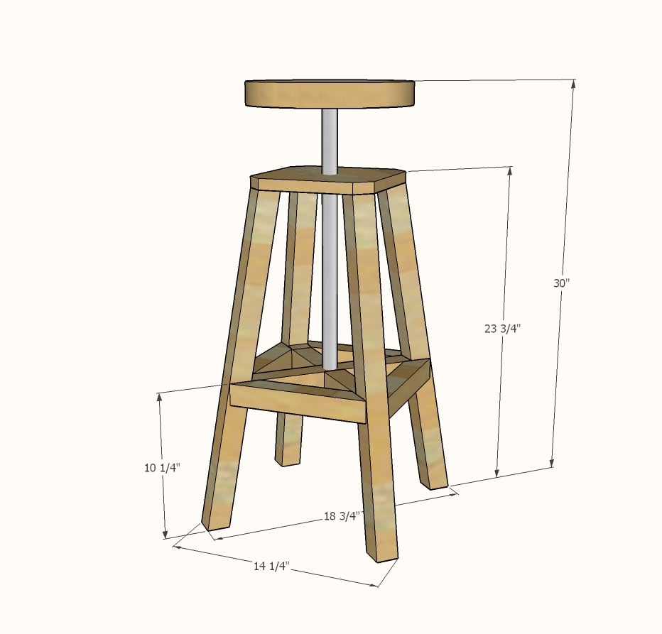 Industrial Adjustable Height Bolt Bar Stool