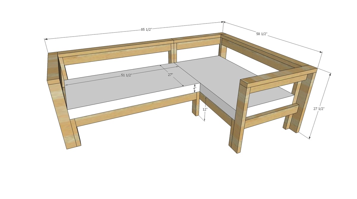 Kids Couch - 2x4 DIY Sectional with Crib Mattress Cushions