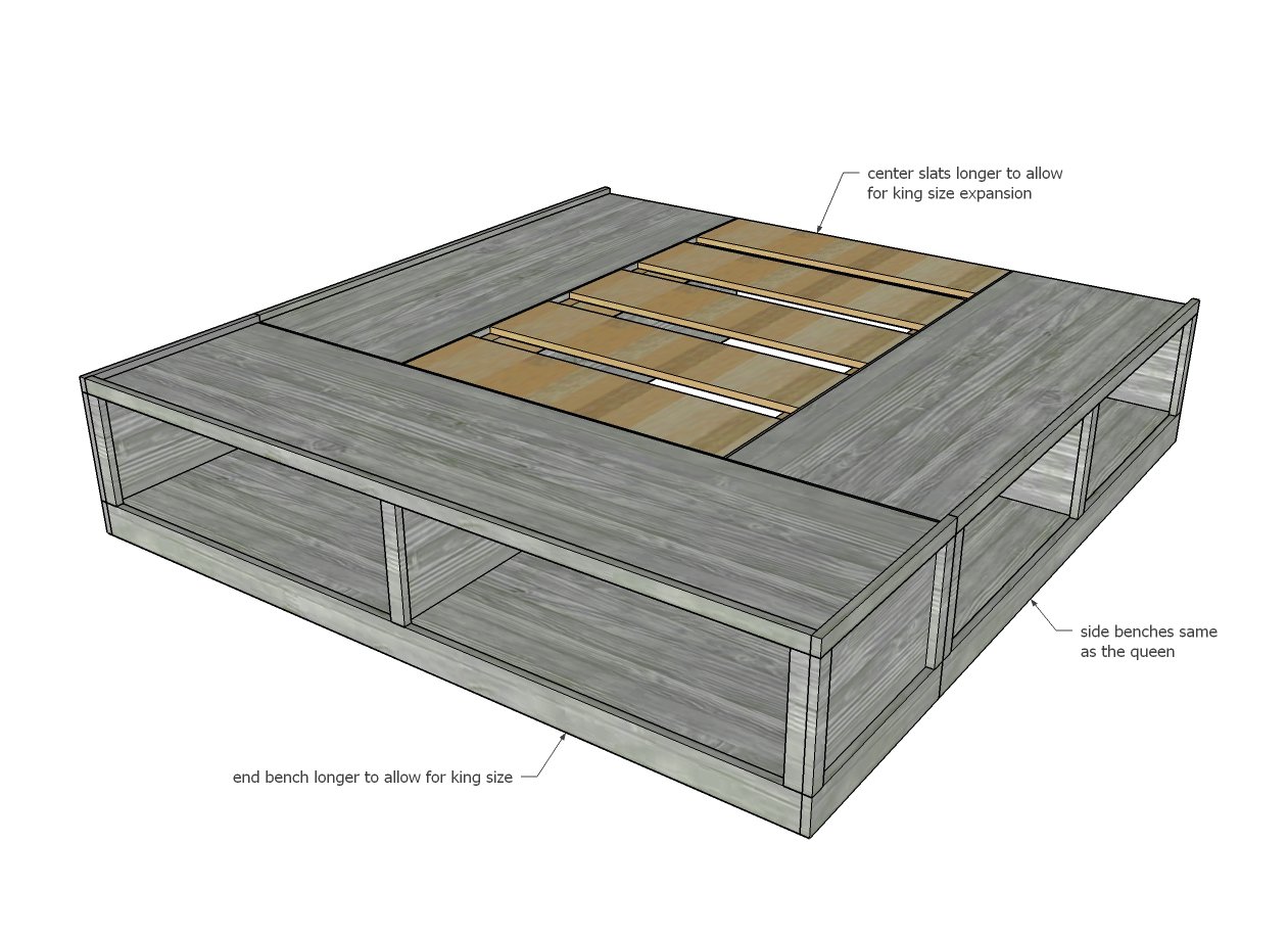 Classic Storage Bed King Ana White, Platform Storage Bed Queen Plans