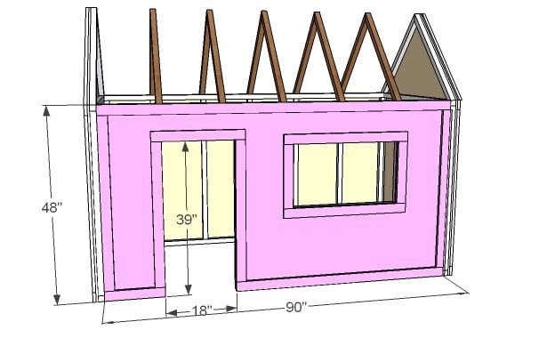 Playhouse finished dimensions are 4' x 8' - deck is 8'x8'