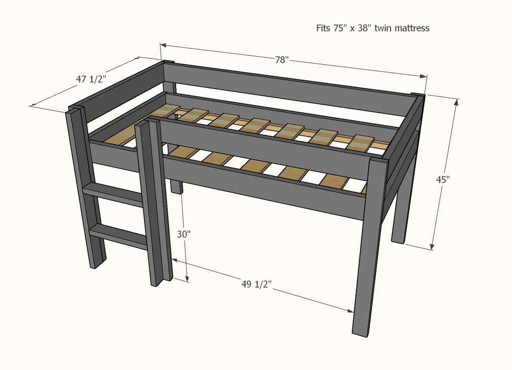 low loft bed plans