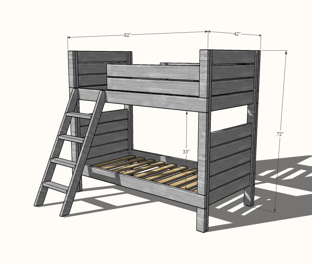 modern bunk bed plans dimensions