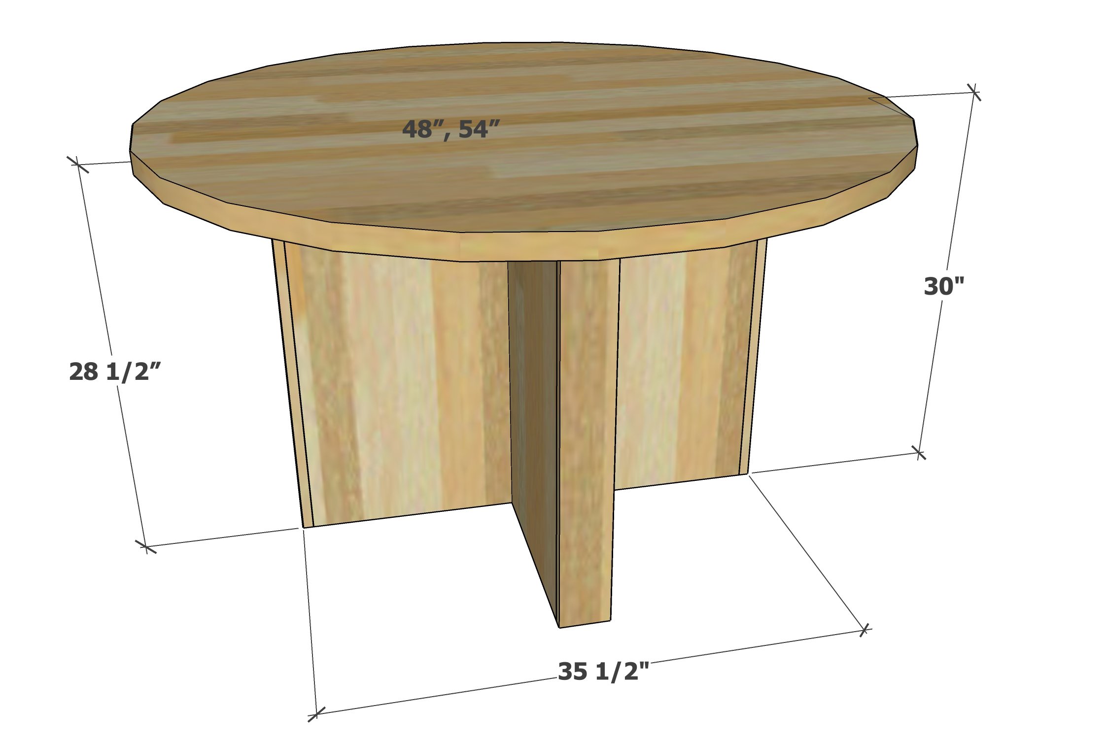 dimensions for modern round dining table top
