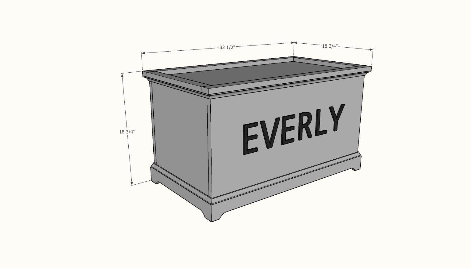 open top toy box dimensions diagram