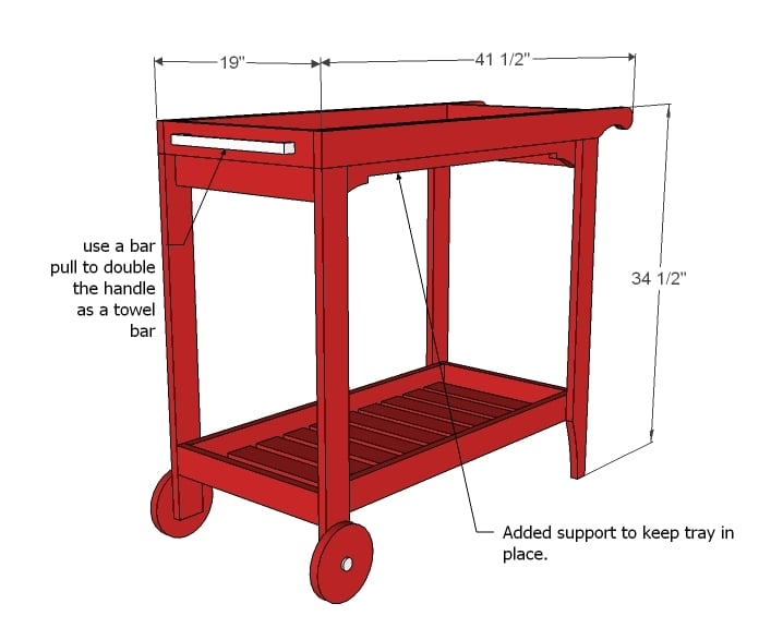 rolling beverage cart DIY plans