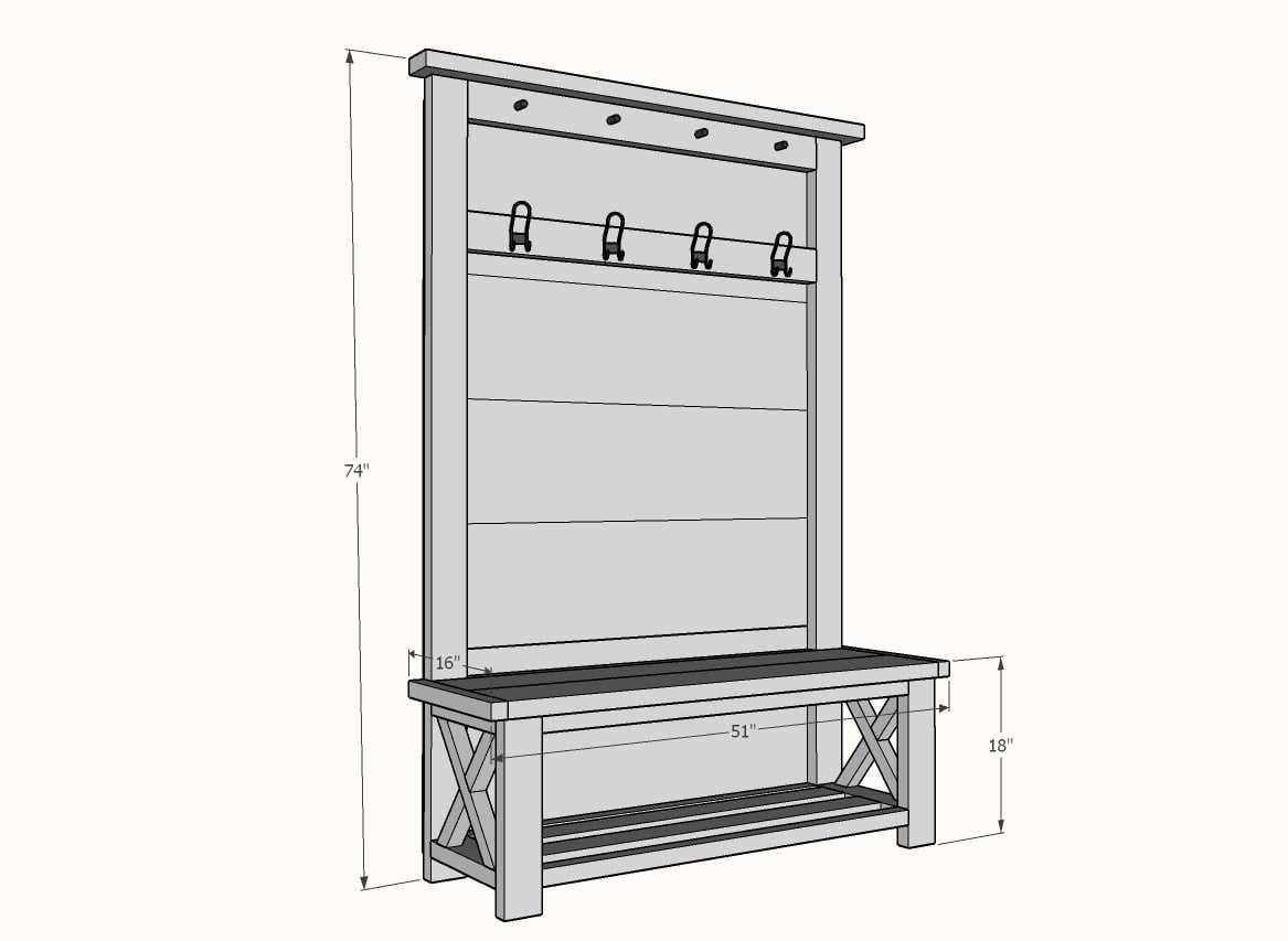 rustic hall tree plans