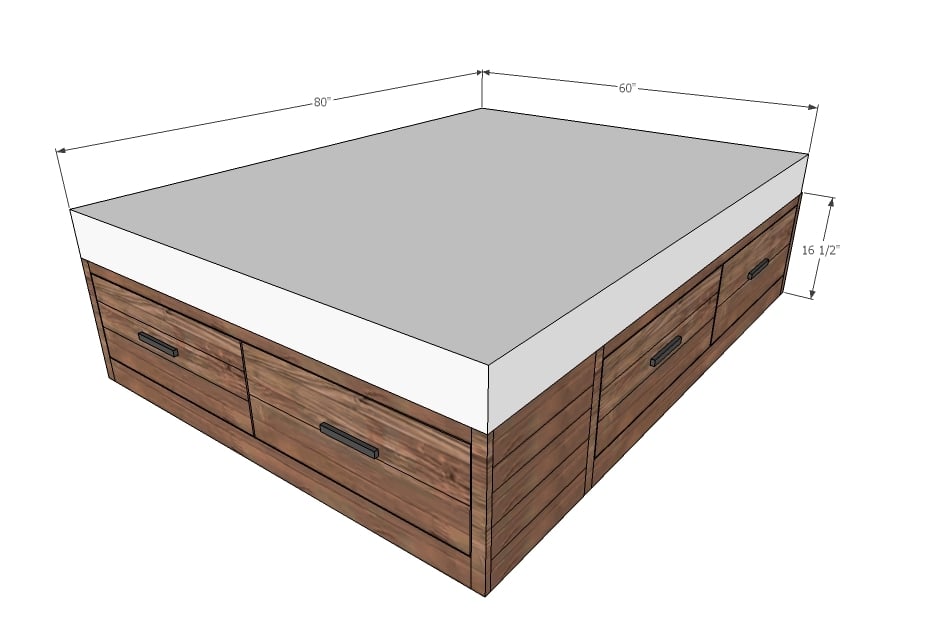 queen storage bed plans