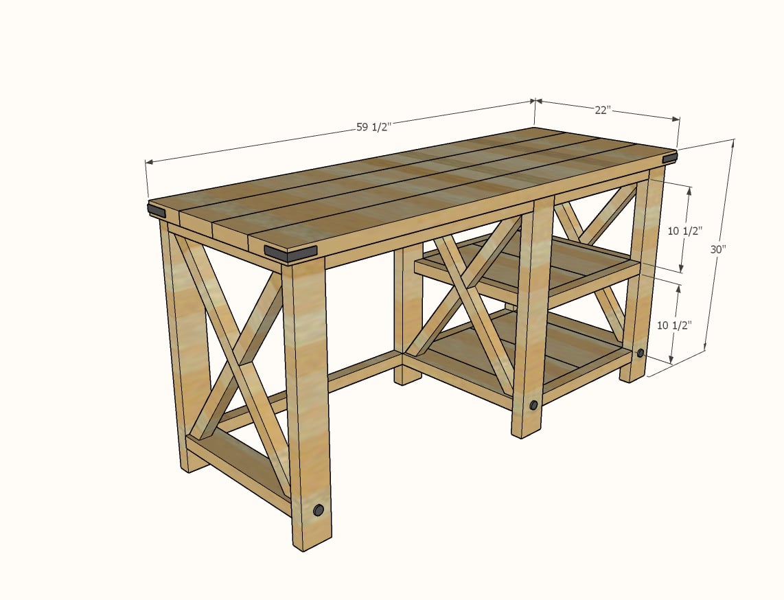 Rustic X Desk Ana White