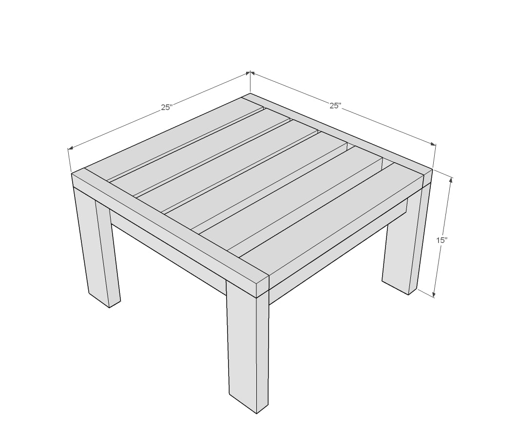 dimensions diagram for outdoor ottoman plans