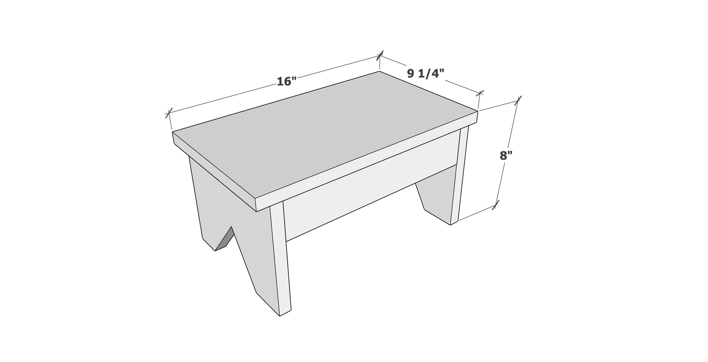 step stool dimensions diagram