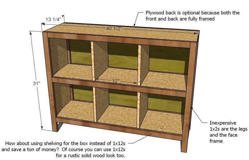 6 cube organizer dimensions shown in diagram