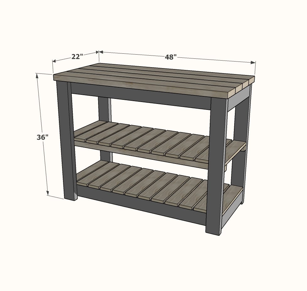 dimensions for kitchen island free plans